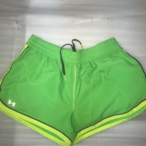Neon green under armour shorts